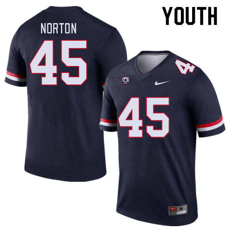 Youth #45 Bill Norton Arizona Wildcats College Football Jerseys Stitched-Navy